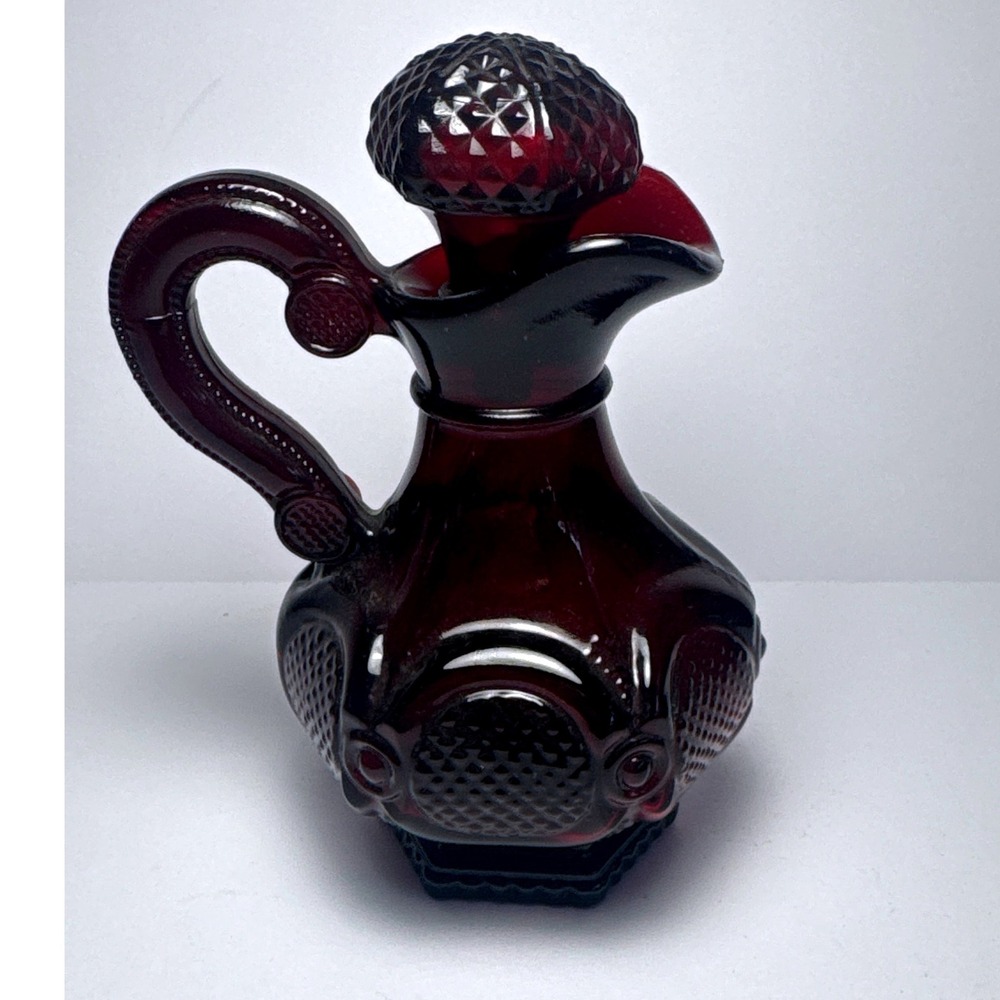Avon Decanter Cruet Unisex OS Ruby Red Cape Cod Diamond Point Glass